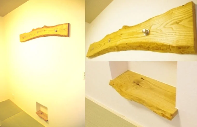 クリ材の服掛け