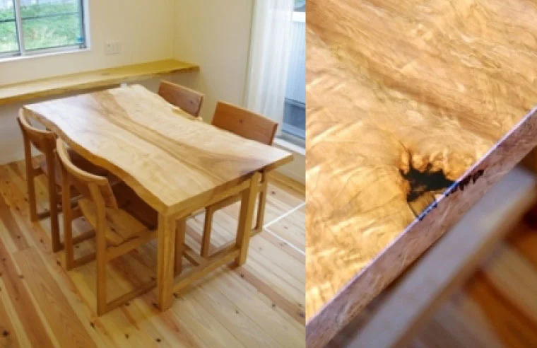 トチ材のテーブル