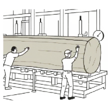 丸太を板状にスライス